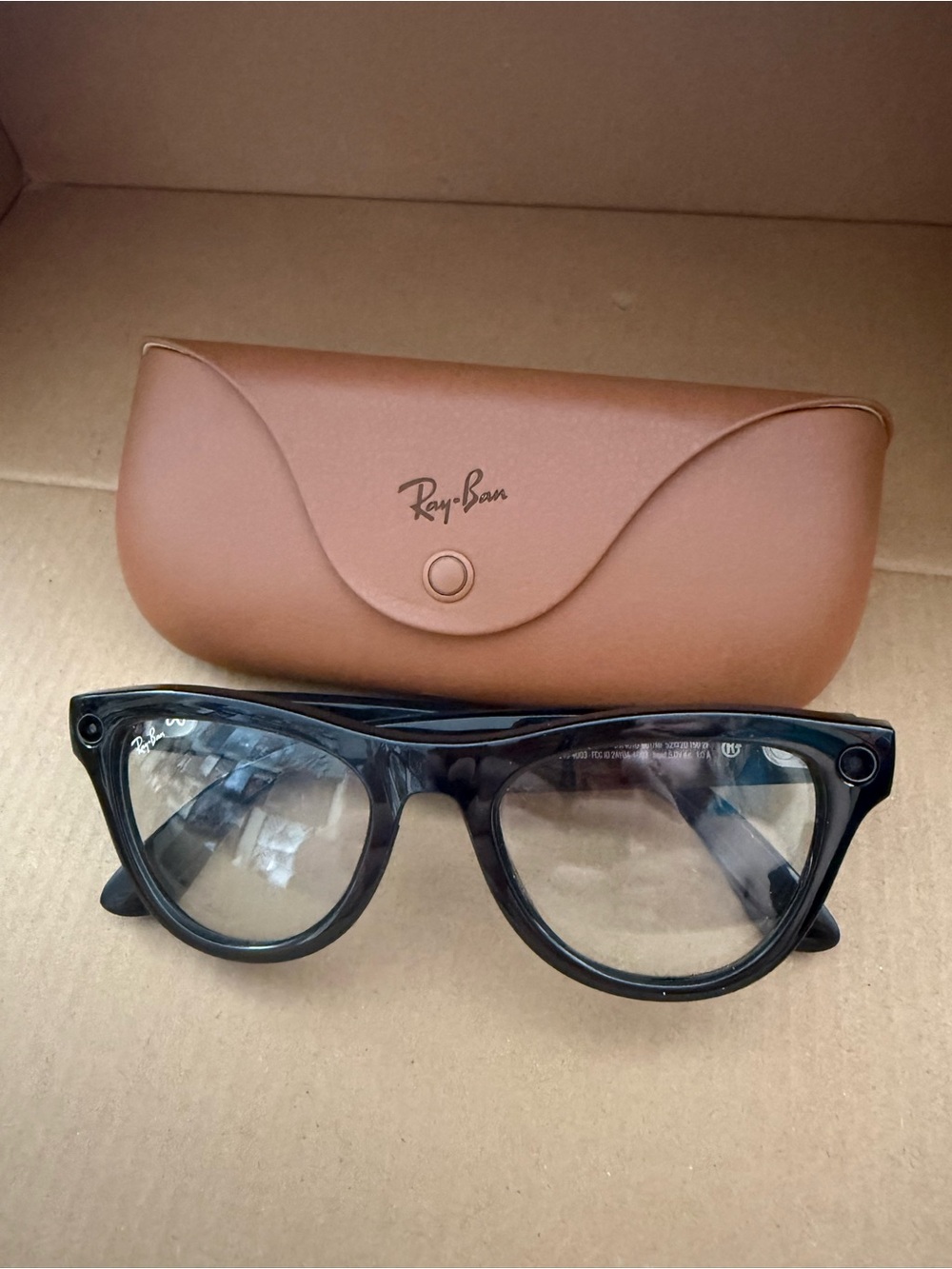 Ray-Ban Black Men's Wayfarer-Style Glasses with Brown Case